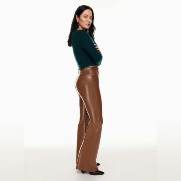 Aritzia Wilfred Beatrix Pants- High Waist Vegan Leather Flare a Pants- Size 2 - Picture 4 of 15